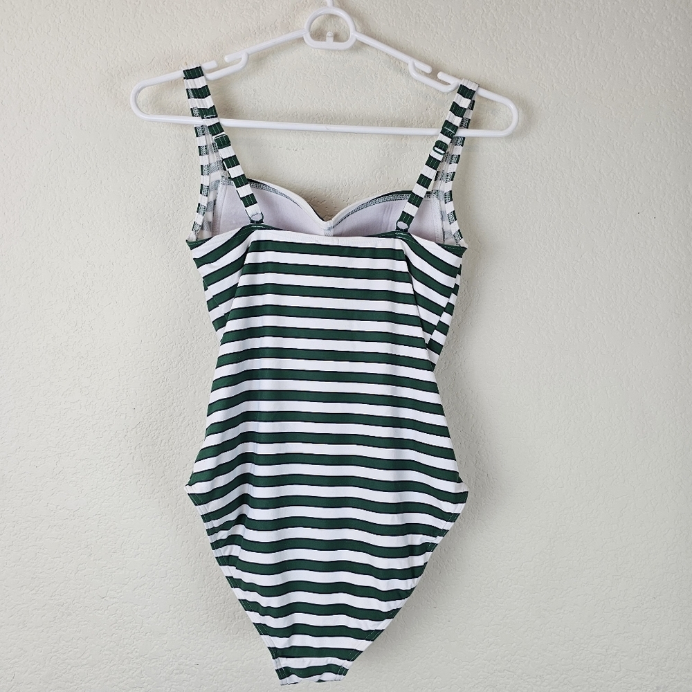 Nip Tuck Green White Stripe One Piece Swimsuit Si… - image 5